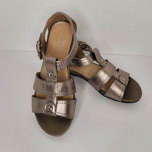 Canyon River Blues Womens Gold Slip On T-Strap Open Toe Sandals 6.5